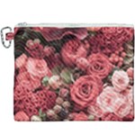 Pink Roses Flowers Love Nature Canvas Cosmetic Bag (XXXL)