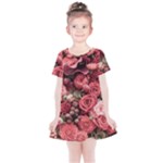 Pink Roses Flowers Love Nature Kids  Simple Cotton Dress