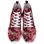 Pink Roses Flowers Love Nature Men s Lightweight High Top Sneakers