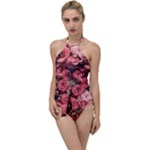 Pink Roses Flowers Love Nature Go with the Flow One Piece Swimsuit