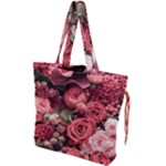 Pink Roses Flowers Love Nature Drawstring Tote Bag
