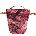 Pink Roses Flowers Love Nature Drawstring Bucket Bag