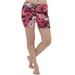 Pink Roses Flowers Love Nature Lightweight Velour Yoga Shorts