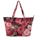 Pink Roses Flowers Love Nature Full Print Shoulder Bag