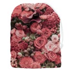 Pink Roses Flowers Love Nature Drawstring Pouch (3XL)