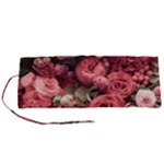 Pink Roses Flowers Love Nature Roll Up Canvas Pencil Holder (S)