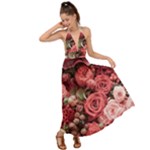 Pink Roses Flowers Love Nature Backless Maxi Beach Dress