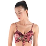 Pink Roses Flowers Love Nature Woven Tie Front Bralet