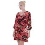 Pink Roses Flowers Love Nature Open Neck Shift Dress