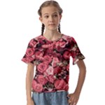Pink Roses Flowers Love Nature Kids  Cuff Sleeve Scrunch Bottom T-Shirt