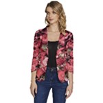 Pink Roses Flowers Love Nature Women s One-Button 3/4 Sleeve Short Jacket