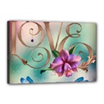 Love Amour Butterfly Colors Flowers Text Canvas 18  x 12  (Stretched)