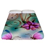 Love Amour Butterfly Colors Flowers Text Fitted Sheet (Queen Size)