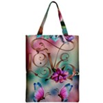 Love Amour Butterfly Colors Flowers Text Zipper Classic Tote Bag