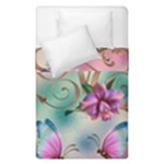 Love Amour Butterfly Colors Flowers Text Duvet Cover Double Side (Single Size)