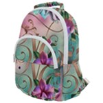 Love Amour Butterfly Colors Flowers Text Rounded Multi Pocket Backpack