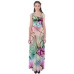 Love Amour Butterfly Colors Flowers Text Empire Waist Maxi Dress