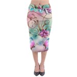 Love Amour Butterfly Colors Flowers Text Midi Pencil Skirt