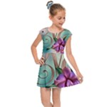 Love Amour Butterfly Colors Flowers Text Kids  Cap Sleeve Dress