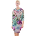 Love Amour Butterfly Colors Flowers Text Quarter Sleeve Hood Bodycon Dress