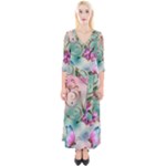 Love Amour Butterfly Colors Flowers Text Quarter Sleeve Wrap Maxi Dress