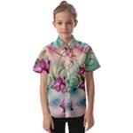 Love Amour Butterfly Colors Flowers Text Kids  Short Sleeve Shirt