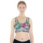 Love Amour Butterfly Colors Flowers Text Sports Bra With Pocket