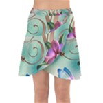 Love Amour Butterfly Colors Flowers Text Wrap Front Skirt