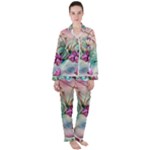 Love Amour Butterfly Colors Flowers Text Women s Long Sleeve Satin Pajamas Set	