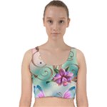 Love Amour Butterfly Colors Flowers Text Velvet Racer Back Crop Top