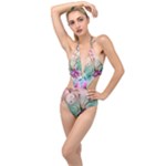 Love Amour Butterfly Colors Flowers Text Plunging Cut Out Swimsuit