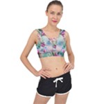 Love Amour Butterfly Colors Flowers Text V-Back Sports Bra