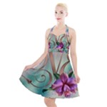 Love Amour Butterfly Colors Flowers Text Halter Party Swing Dress 