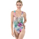 Love Amour Butterfly Colors Flowers Text High Leg Strappy Swimsuit