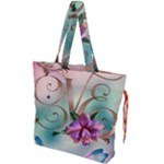 Love Amour Butterfly Colors Flowers Text Drawstring Tote Bag