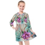 Love Amour Butterfly Colors Flowers Text Kids  Quarter Sleeve Shirt Dress