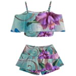 Love Amour Butterfly Colors Flowers Text Kids  Off Shoulder Skirt Bikini