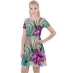 Love Amour Butterfly Colors Flowers Text Cap Sleeve Velour Dress 