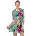 Love Amour Butterfly Colors Flowers Text Mini Skater Shirt Dress