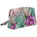 Love Amour Butterfly Colors Flowers Text Wristlet Pouch Bag (Large)