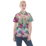 Love Amour Butterfly Colors Flowers Text Women s Short Sleeve Pocket Shirt