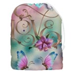 Love Amour Butterfly Colors Flowers Text Drawstring Pouch (3XL)