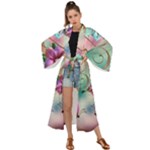 Love Amour Butterfly Colors Flowers Text Maxi Kimono