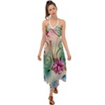 Love Amour Butterfly Colors Flowers Text Halter Tie Back Dress 