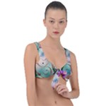 Love Amour Butterfly Colors Flowers Text Front Tie Bikini Top