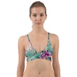 Love Amour Butterfly Colors Flowers Text Wrap Around Bikini Top