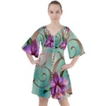 Love Amour Butterfly Colors Flowers Text Boho Button Up Dress