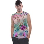 Love Amour Butterfly Colors Flowers Text Men s Regular Tank Top