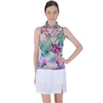Love Amour Butterfly Colors Flowers Text Women s Sleeveless Polo T-Shirt