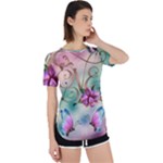 Love Amour Butterfly Colors Flowers Text Perpetual Short Sleeve T-Shirt